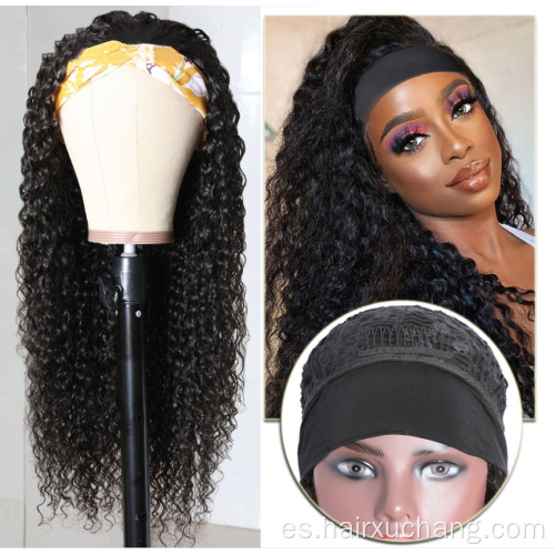 Diadema rizada afro rizado Cabello humano Peluca Virgen brasileña Cutícula alineada pelucas de cabello para mujeres negras